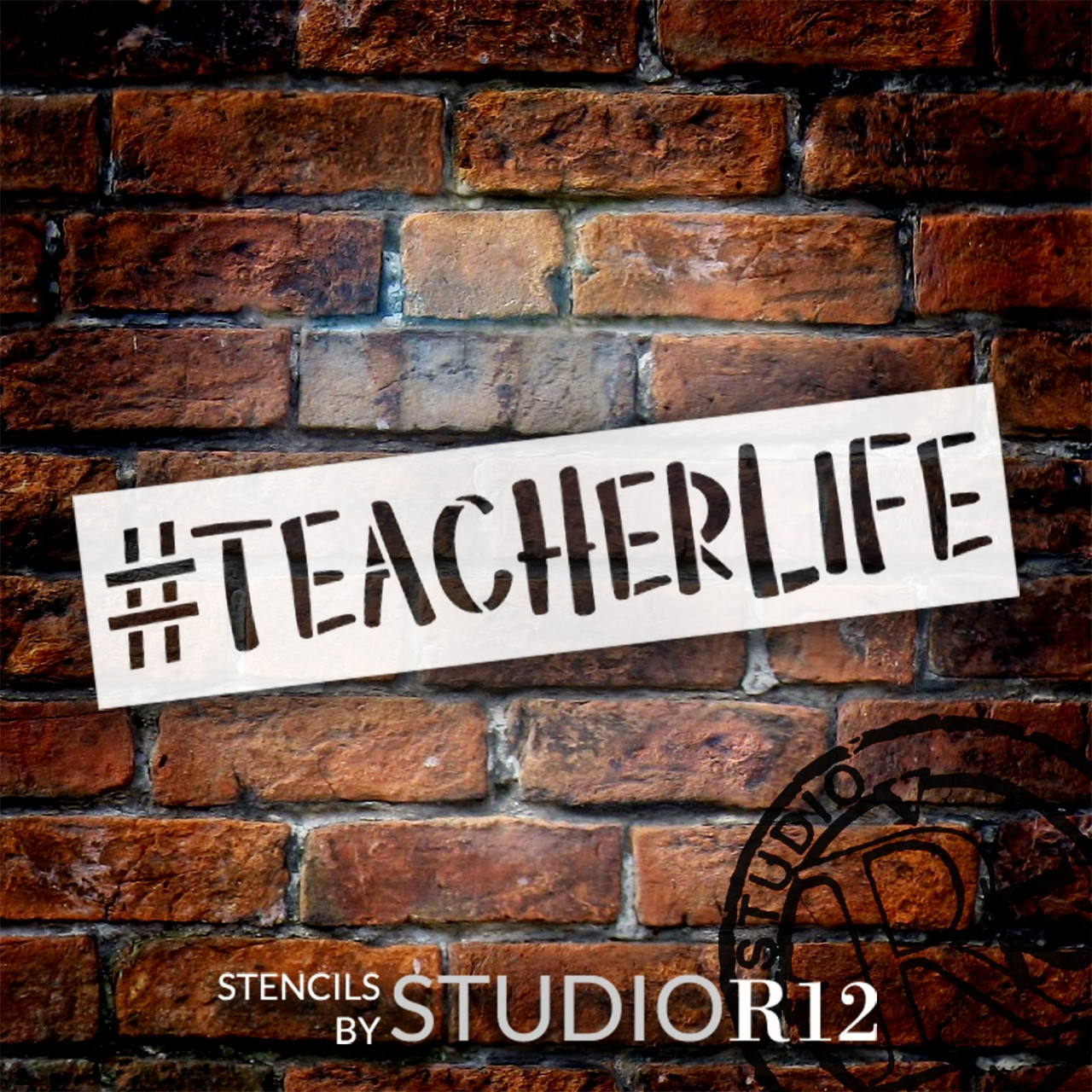 #teacherlife Stencil by StudioR12 | Craft DIY Classroom Decor | Paint Teacher Wood Sign | Reusable Mylar Template | Select Size