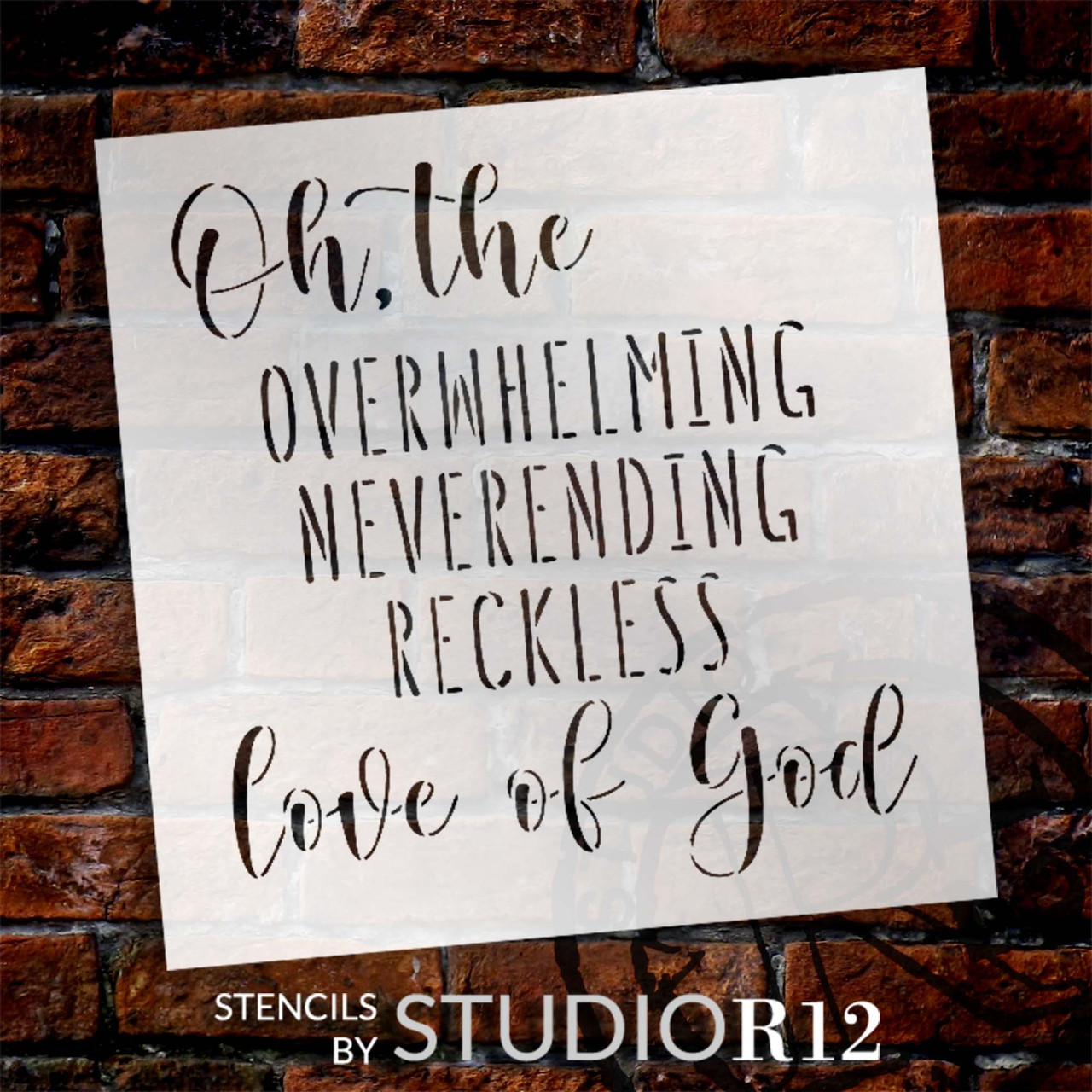 Overwhelming Love of God Stencil by StudioR12 | Craft DIY Rustic Entryway Decor | Paint Spiritual Family Room Sign | Christian Verse | Select Size