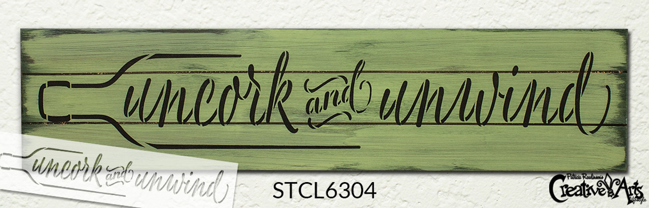 Uncork and Unwind with Bottle Stencil by StudioR12 | Wine Lover | Craft DIY Kitchen and Winery Decor | Relax and Paint Wood Sign | Select Size