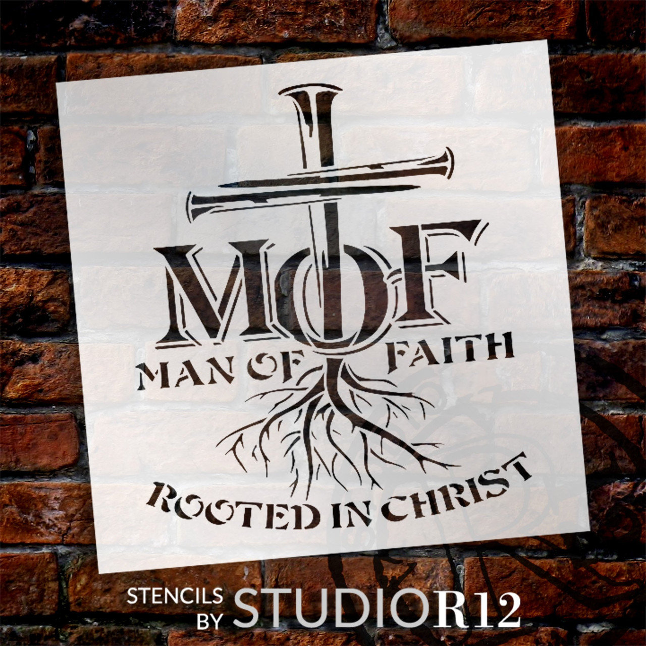 Man of Faith, Rooted in Christ Cross Stencil by StudioR12 | Religion, Faith, & Worship | Craft DIY Religious Home Decor | Paint Wood Art | Select Size