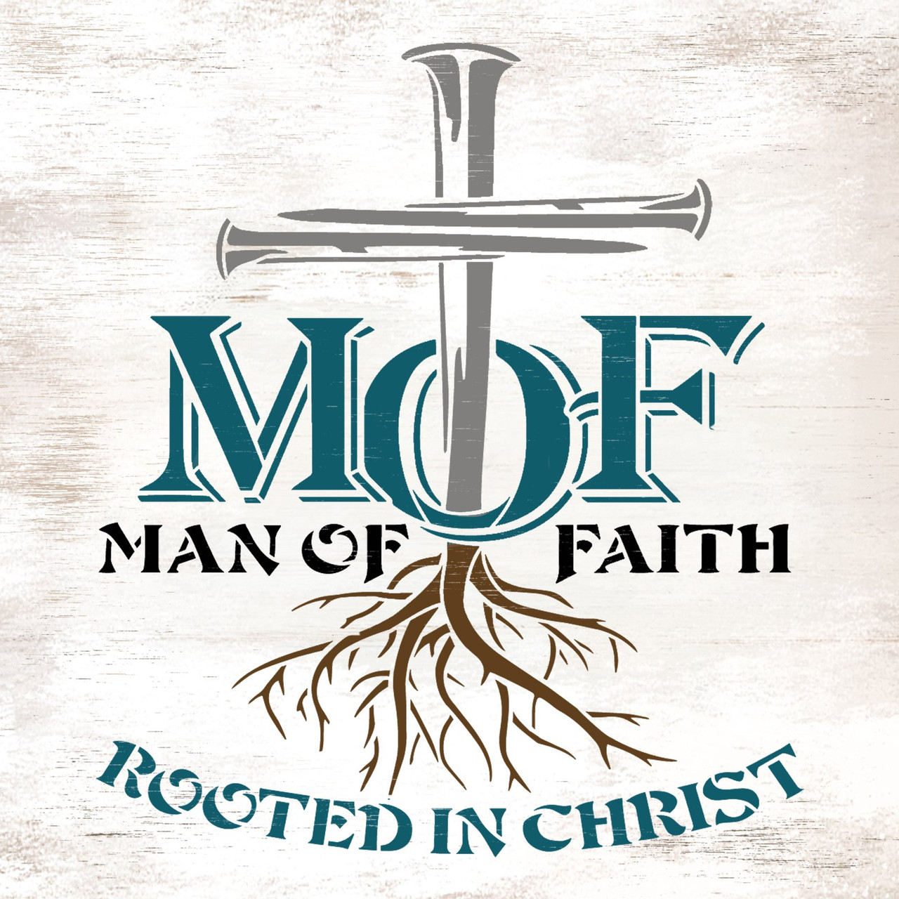 Man of Faith, Rooted in Christ Cross Stencil by StudioR12 | Religion, Faith, & Worship | Craft DIY Religious Home Decor | Paint Wood Art | Select Size