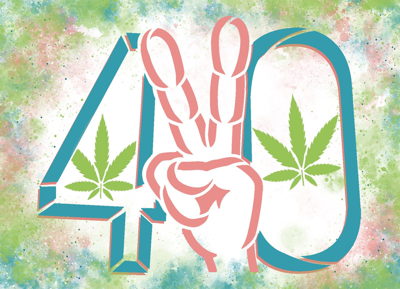 420 Peace Hand Sign with Marijuana Leaf Stencil by StudioR12 | Weed Peace Love Mary Jane | Wall Art DIY Home Decor Painting & Crafts | Select Size