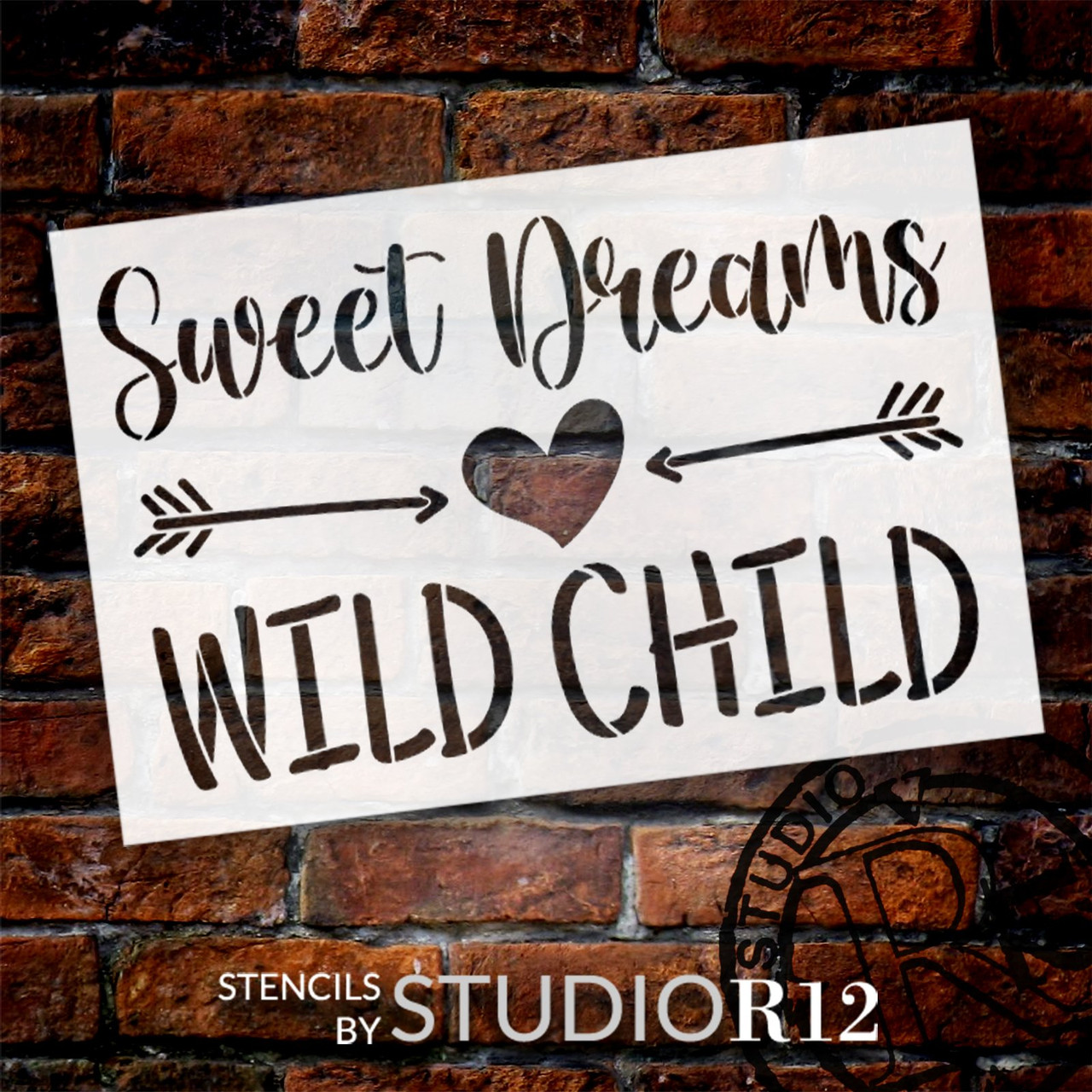 Sweet Dreams Wild Child Word Art Stencil by StudioR12 | with Arrows | Toddler, Kids Room Decor | Paint DIY Nursery, Bedroom Wall Art | Select Size