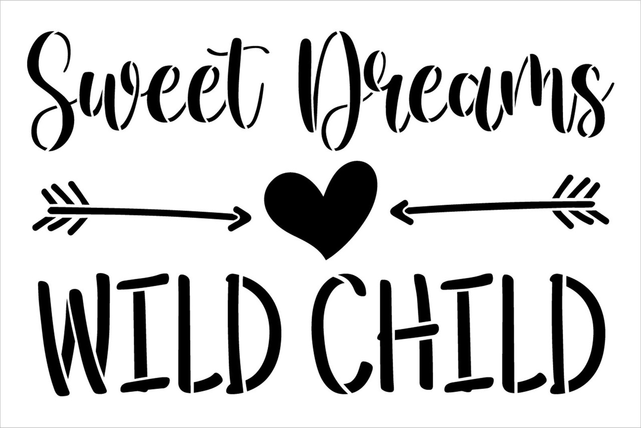 Sweet Dreams Wild Child Word Art Stencil by StudioR12 | with Arrows | Toddler, Kids Room Decor | Paint DIY Nursery, Bedroom Wall Art | Select Size