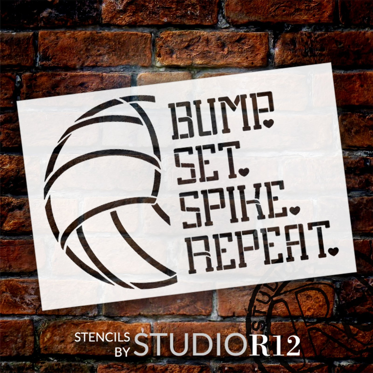 Bump, Set, Spike, Repeat Volleyball Stencil by StudioR12 | Athlete Volleyball Player | Craft DIY Sports Decor | Paint Outdoor Wood Sign | Select Size