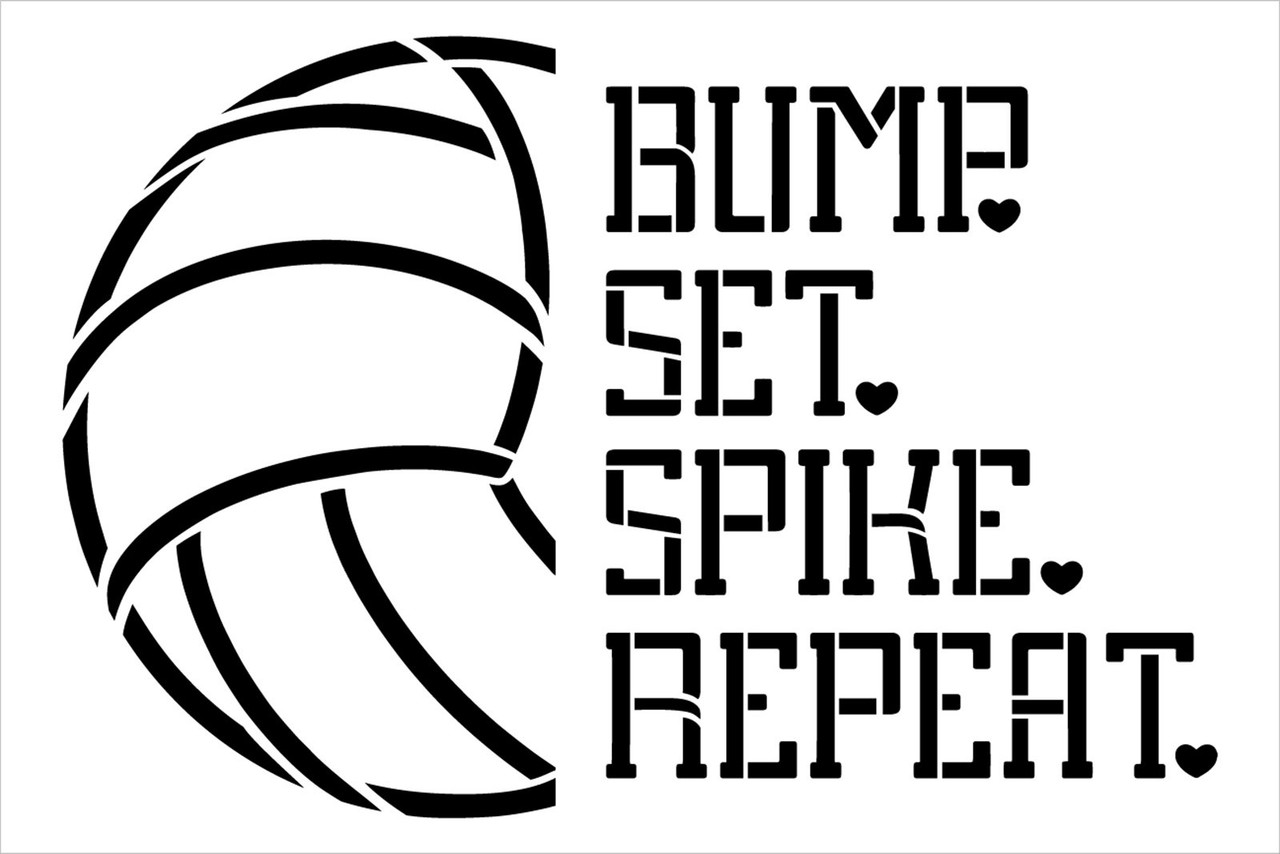 Bump, Set, Spike, Repeat Volleyball Stencil by StudioR12 | Athlete Volleyball Player | Craft DIY Sports Decor | Paint Outdoor Wood Sign | Select Size