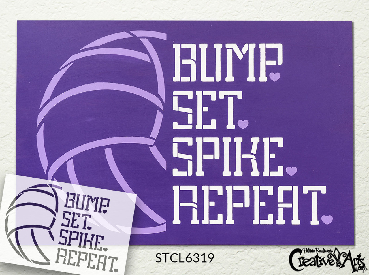 Bump, Set, Spike, Repeat Volleyball Stencil by StudioR12 | Athlete Volleyball Player | Craft DIY Sports Decor | Paint Outdoor Wood Sign | Select Size