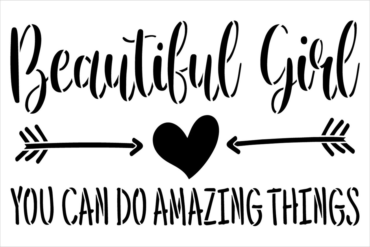 Beautiful Girl, Do Amazing Things Stencil by StudioR12 | Inspirational Quotes | DIY Baby Shower & Nursery | Painting Wood & Canvas Signs | Select Size