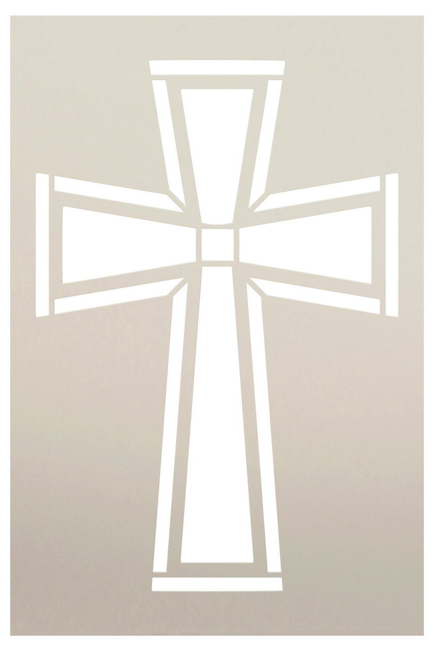 Outlined Angled Cross Stencil by StudioR12 | Christian Symbol Wall Art | Craft DIY Faith Home Decor | Paint Wood Sign | Select Size