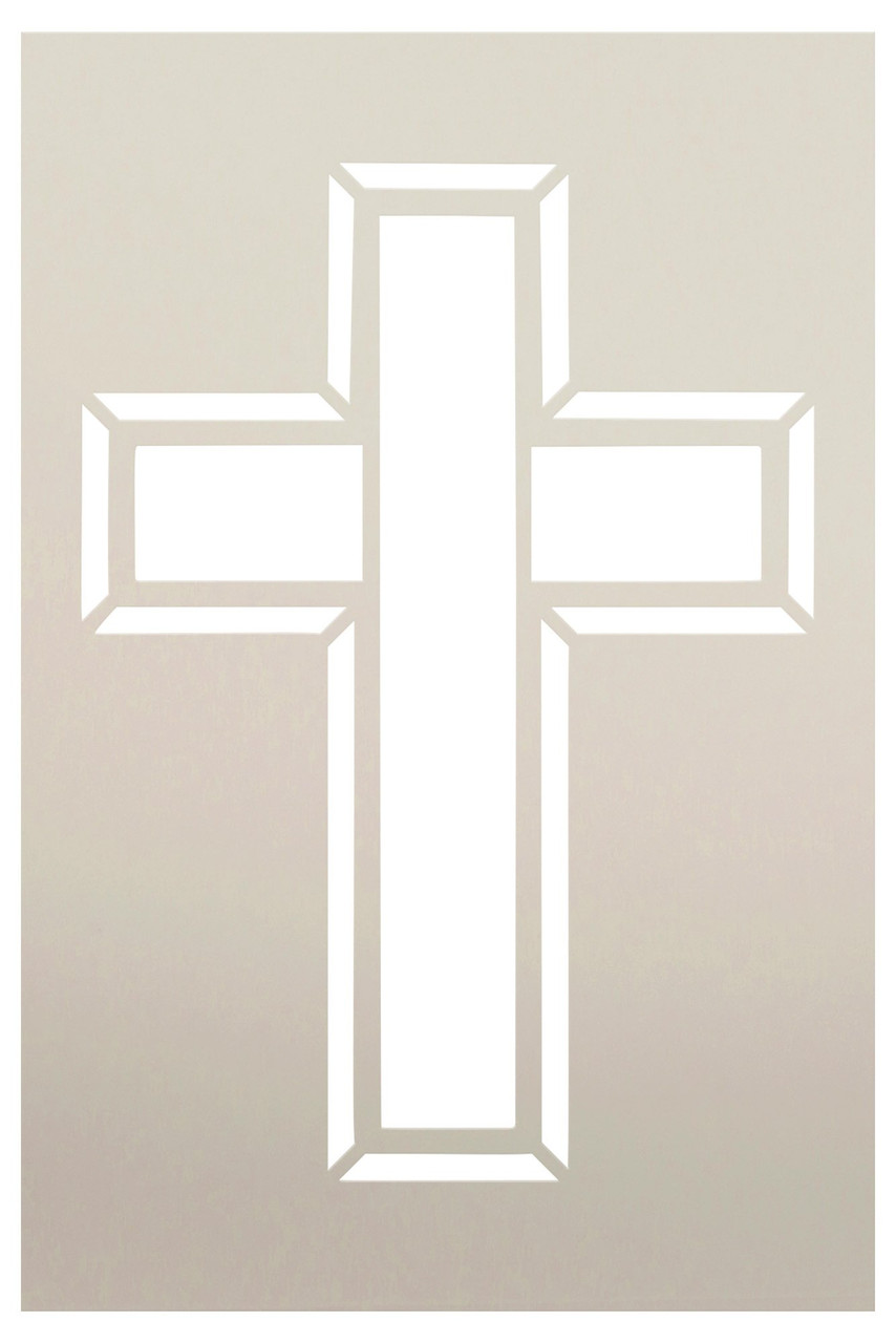 Outlined Cross Stencil by StudioR12 | Christian Faith Art Image | Craft DIY Home Decor | Paint Wood Sign Chalk Fabric Ink Mixed Media | Select Size