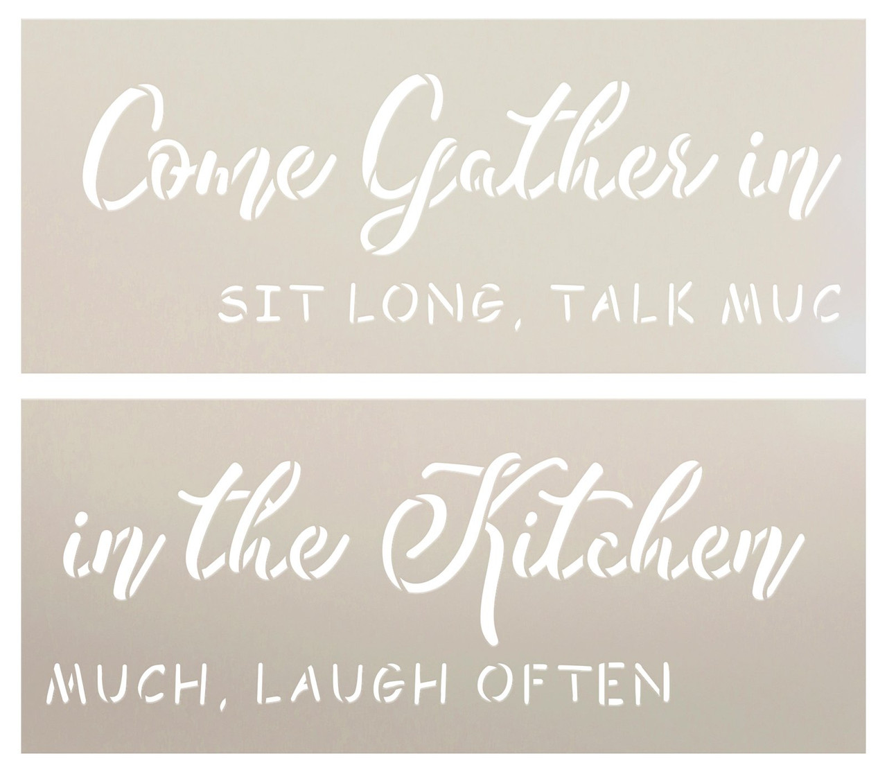 Come Gather in The Kitchen Stencil by StudioR12 | Sit Long Talk Much Laugh Often | Craft DIY Kitchen Decor | Paint Jumbo Wood Signs | Select Size