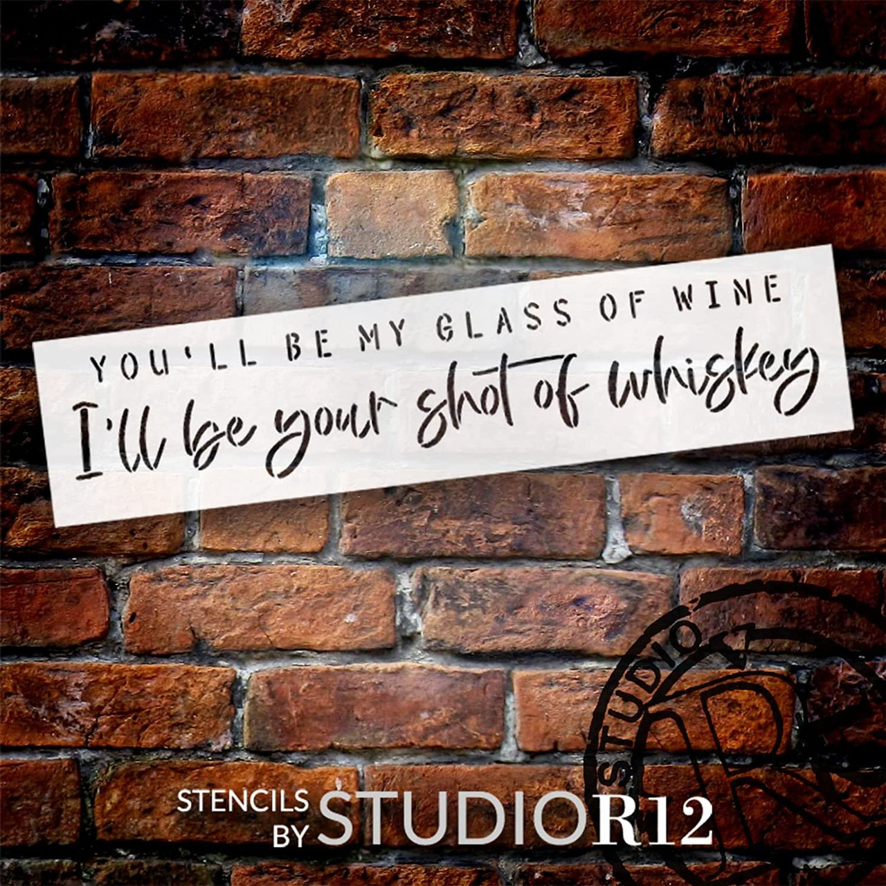 Glass of Wine Shot of Whiskey Stencil by StudioR12 | Country Song Lyrics | Craft DIY Jumbo Farmhouse Decor | Paint Oversize Wood Signs | Select Size