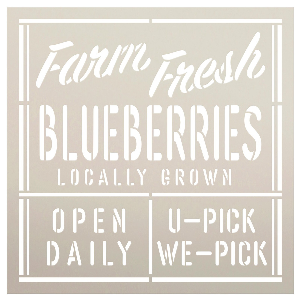 Farm Fresh Blueberries Stencil by StudioR12 | Farmer's Market | Craft DIY Rustic Farmhouse Kitchen Decor | Paint Wood Sign or Fabric | Select Size