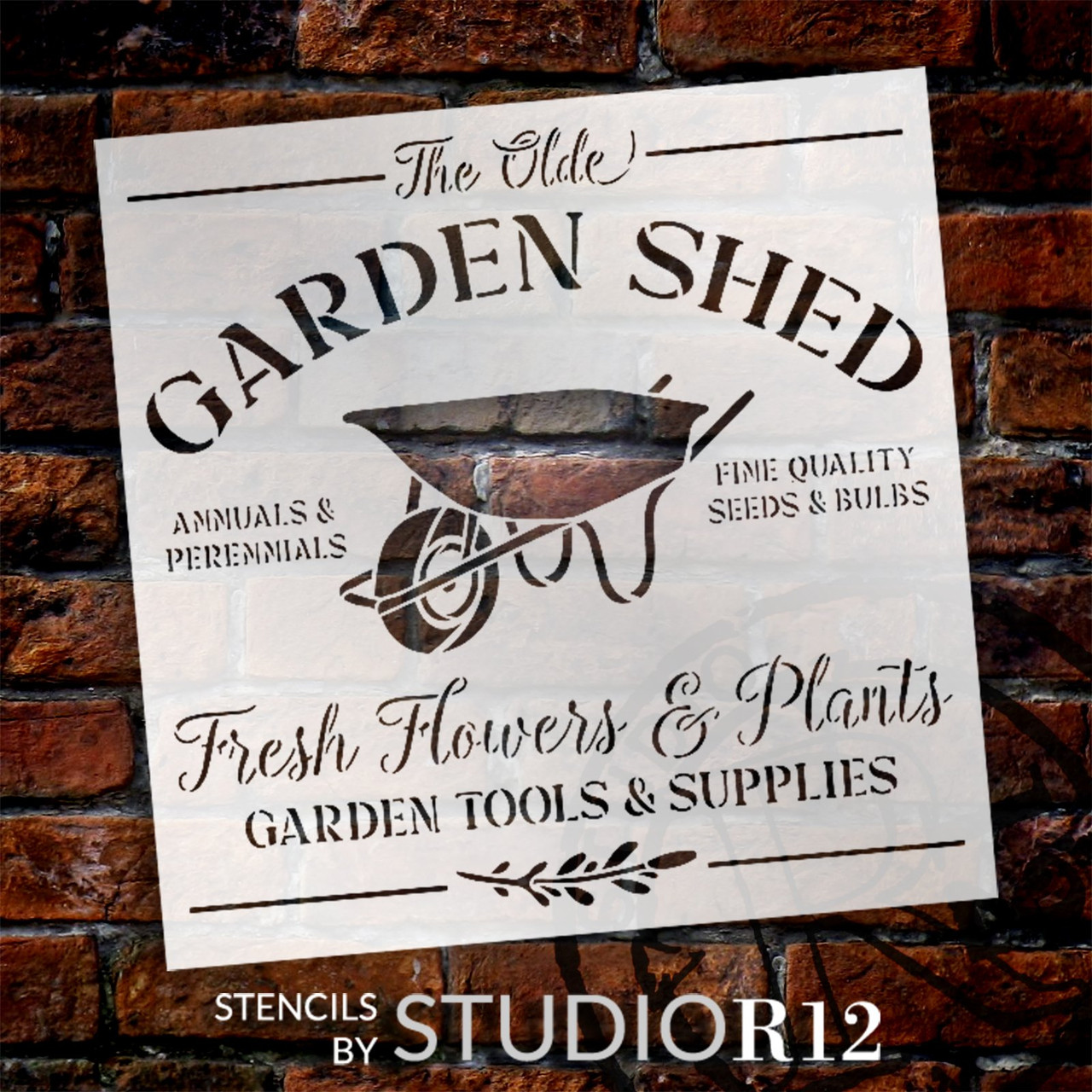 The Olde Garden Shed Stencil by StudioR12 | Fresh Flowers & Plants | Craft DIY Greenhouse Theme Decor | Easy Painting Idea | Select Size