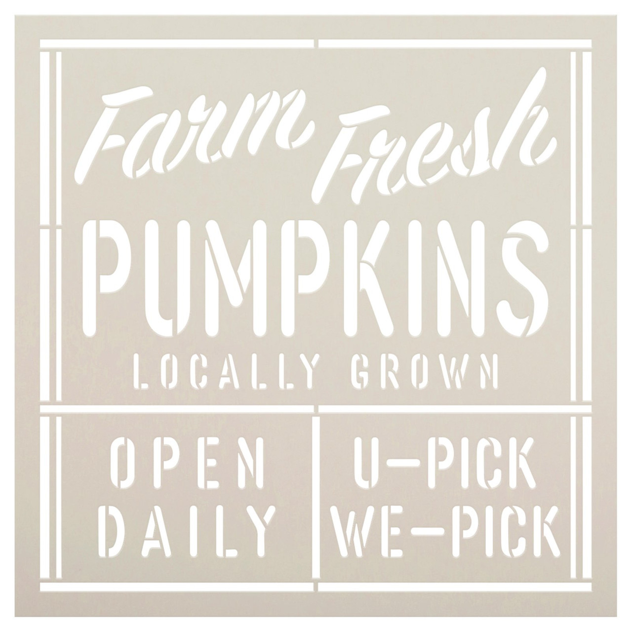 Farm Fresh Pumpkins Stencil by StudioR12 | Locally Grown Farmer's Market |Craft DIY Rustic Fall Farmhouse Home Decor | Paint Wood Sign | Select Size