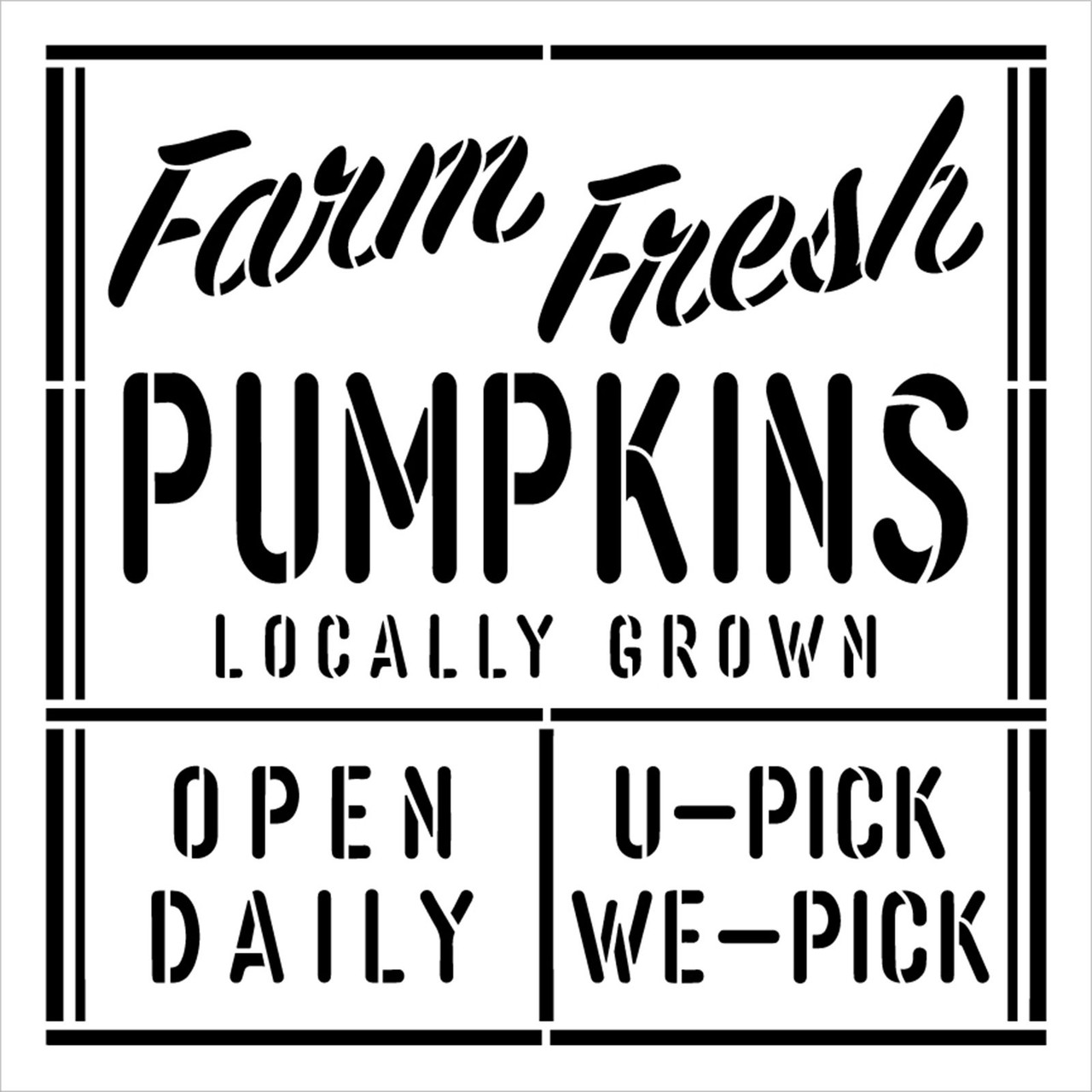 Farm Fresh Pumpkins Stencil by StudioR12 | Locally Grown Farmer's Market |Craft DIY Rustic Fall Farmhouse Home Decor | Paint Wood Sign | Select Size