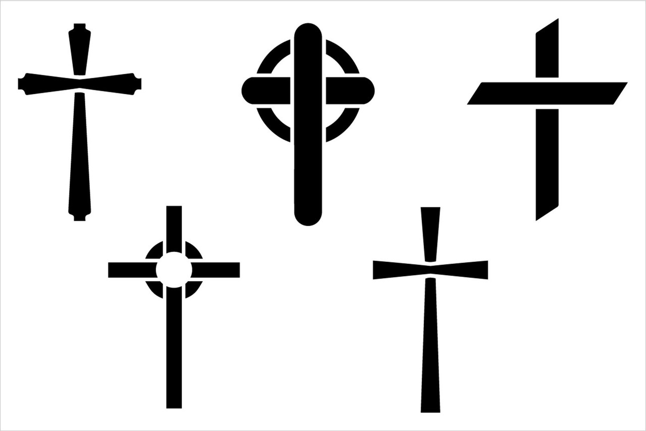Mixed Crosses Variety Stencil with Heart by StudioR12 | Celtic, Latin | Craft DIY Christian Home Decor | Paint Canvas Fabric Wood Signs | Select Size