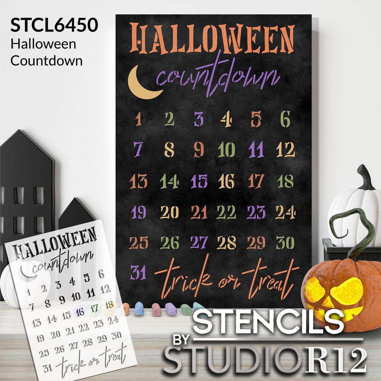 Halloween Countdown Numerals Stencil by StudioR12 - Select Size - USA Made - Craft DIY October Advent Calendar Decor | Paint Seasonal Fall Wood Sign