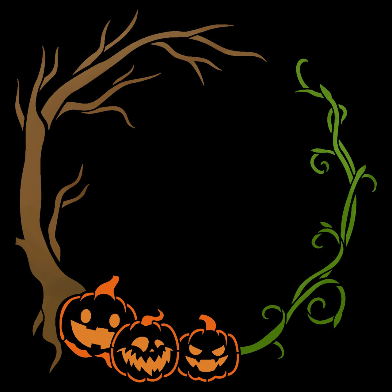 Jack-o-Lantern Round Frame Stencil by StudioR12 - Select Size - USA Made - Craft DIY Spooky Halloween Pumpkin Home Decor | Paint Fall Seasonal Wood Sign | Reusable Template