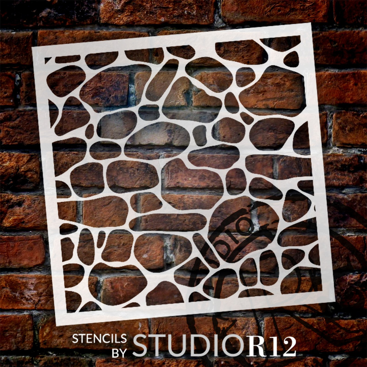 River Rock - Repeatable Pattern Stencil by StudioR12 - Select Size - USA Made - DIY Background for Crafting & Painting | Reusable Mixed Media Template