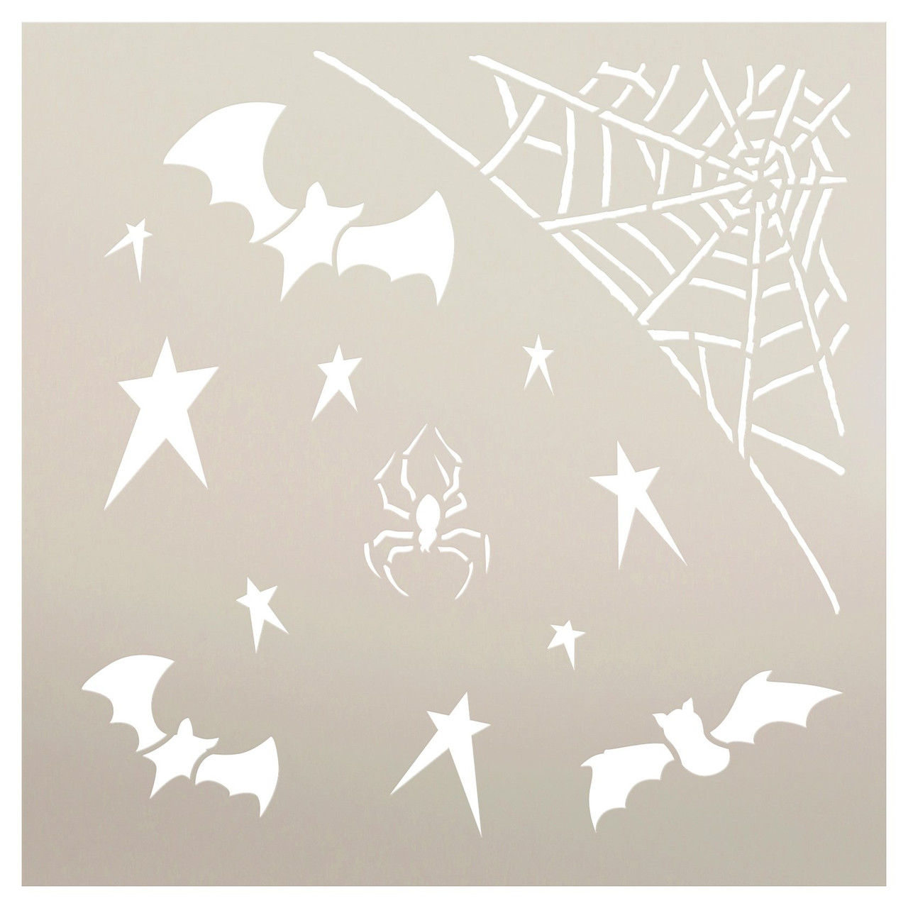 Spider Web & Bats Embellishment Stencil by StudioR12 - Select Size - USA Made - DIY Halloween Decor | Reusable Template for Crafting & Painting