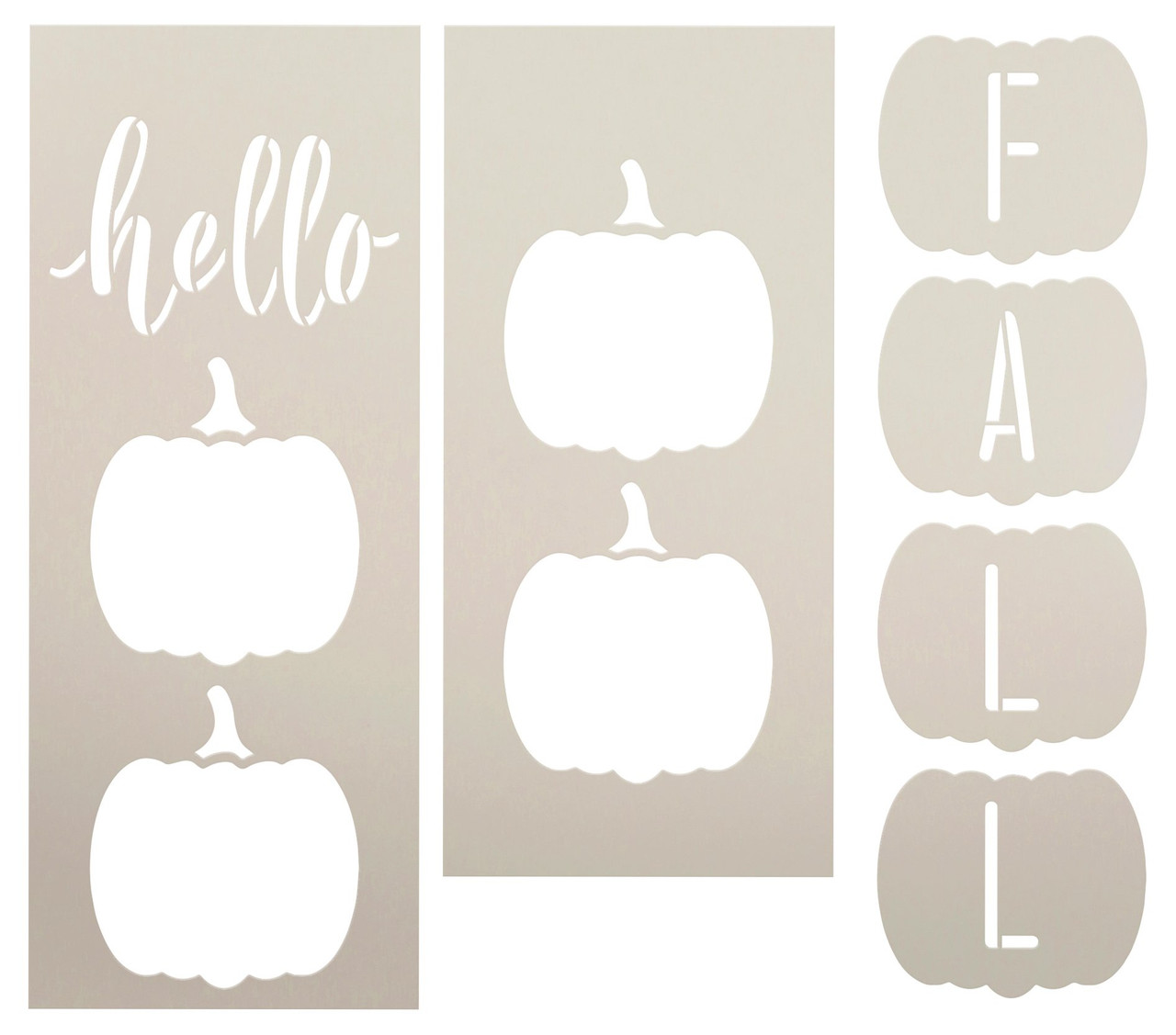 Vertical Hello Fall Tall Porch Sign Stencil w/ Pumpkins by StudioR12 - 4 ft - USA Made - Craft DIY Autumn Patio Decor | Paint Fall Wood Porch Leaners