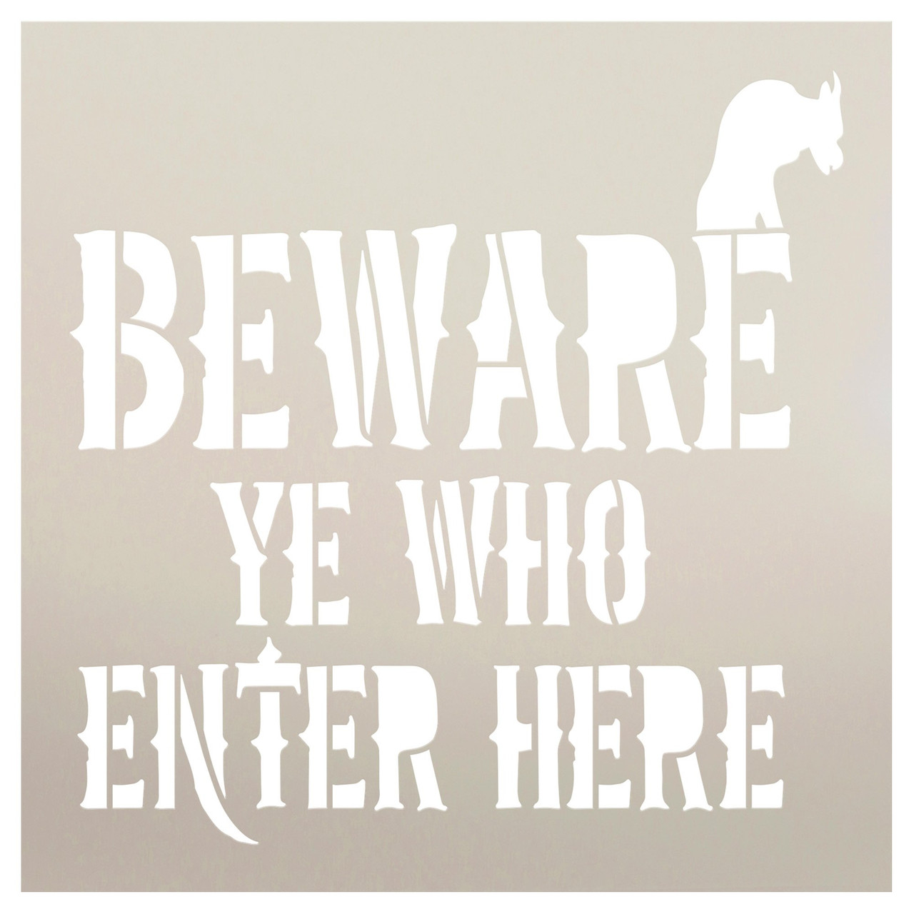 Gargoyle Beware Ye Who Enter Here Stencil by StudioR12 - Select Size - USA Made - Craft DIY Halloween Fall Home Decor | Paint Door Hanger Wood Sign