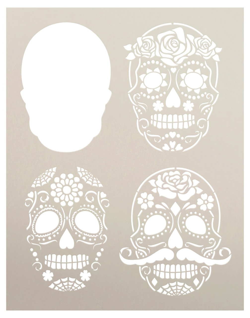 Day of The Dead Sugar Skull Layered Stencil by StudioR12 - Select Size - USA Made - Dia de Muertos | Craft DIY Bohemian Bedroom Decor | Paint Wood Sign