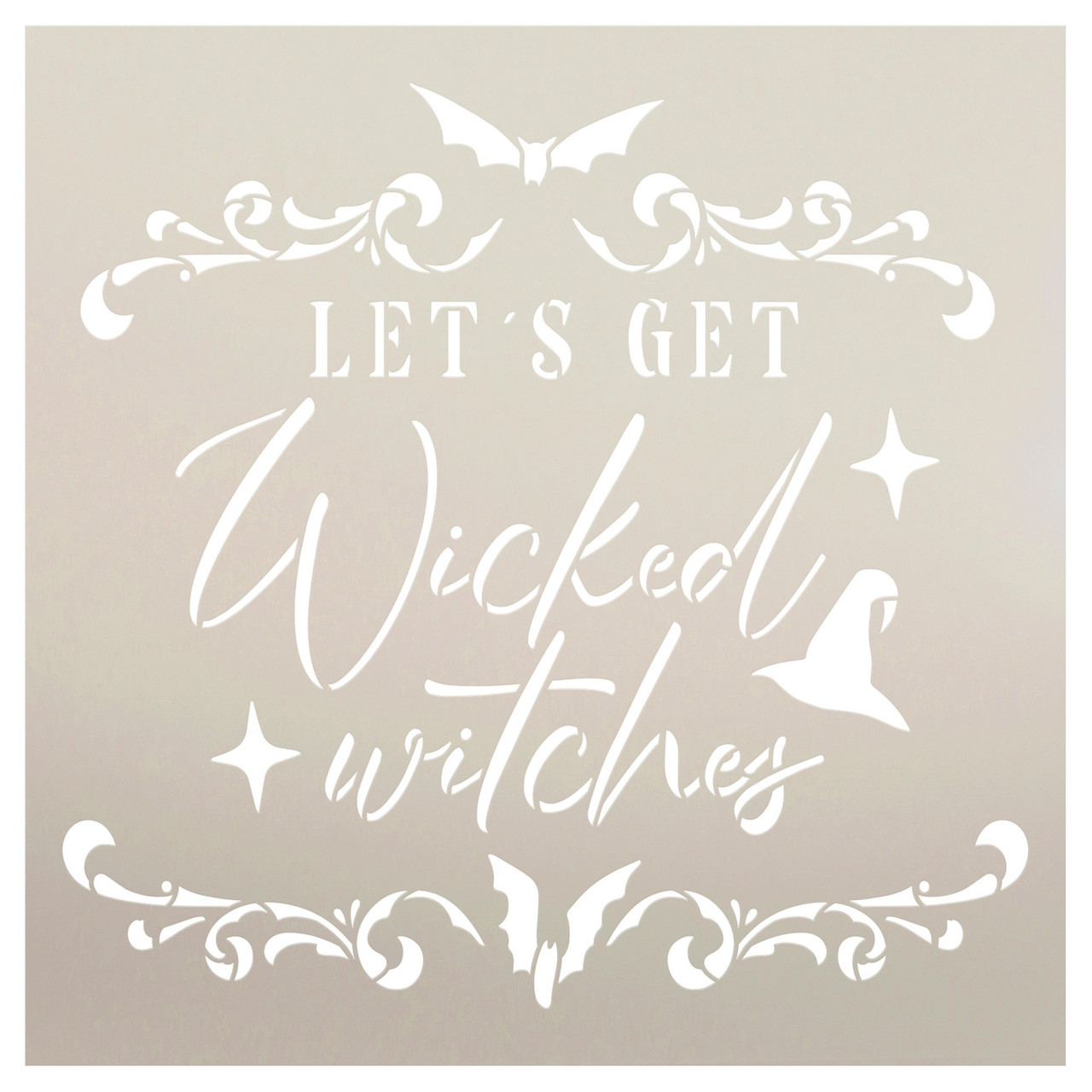 Let's Get Wicked Witches Stencil by StudioR12 - Select Size - USA Made - Craft DIY Living Room Home Decor | Paint Halloween Fall Wood Sign | Reusable Mylar Template