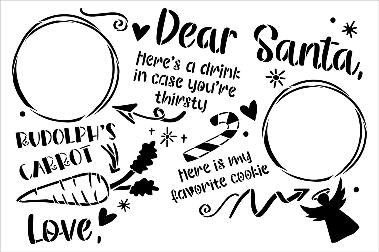 Dear Santa Serving Tray with Angel Stencil by StudioR12 - Select Size - USA Made - Craft DIY Christmas Farmhouse Dining Room Decor | Paint Wood Sign