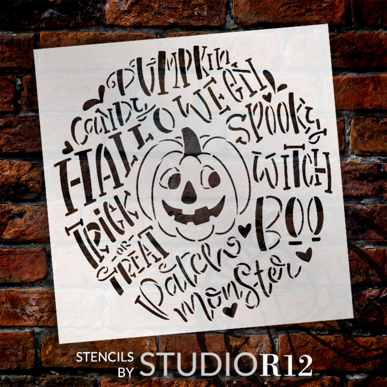 Halloween Pumpkin Spooky Typography Stencil by StudioR12 - Select Size - USA Made - Craft DIY Fall Living Room Decor | Paint Patio Wood Sign