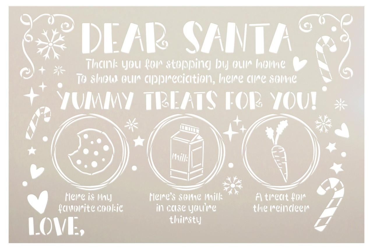 Yummy Treats Santa Milk & Cookies Tray Stencil by StudioR12 - Select Size - USA MADE - Craft DIY Christmas Farmhouse Dining Room Decor | Paint Wood Sign