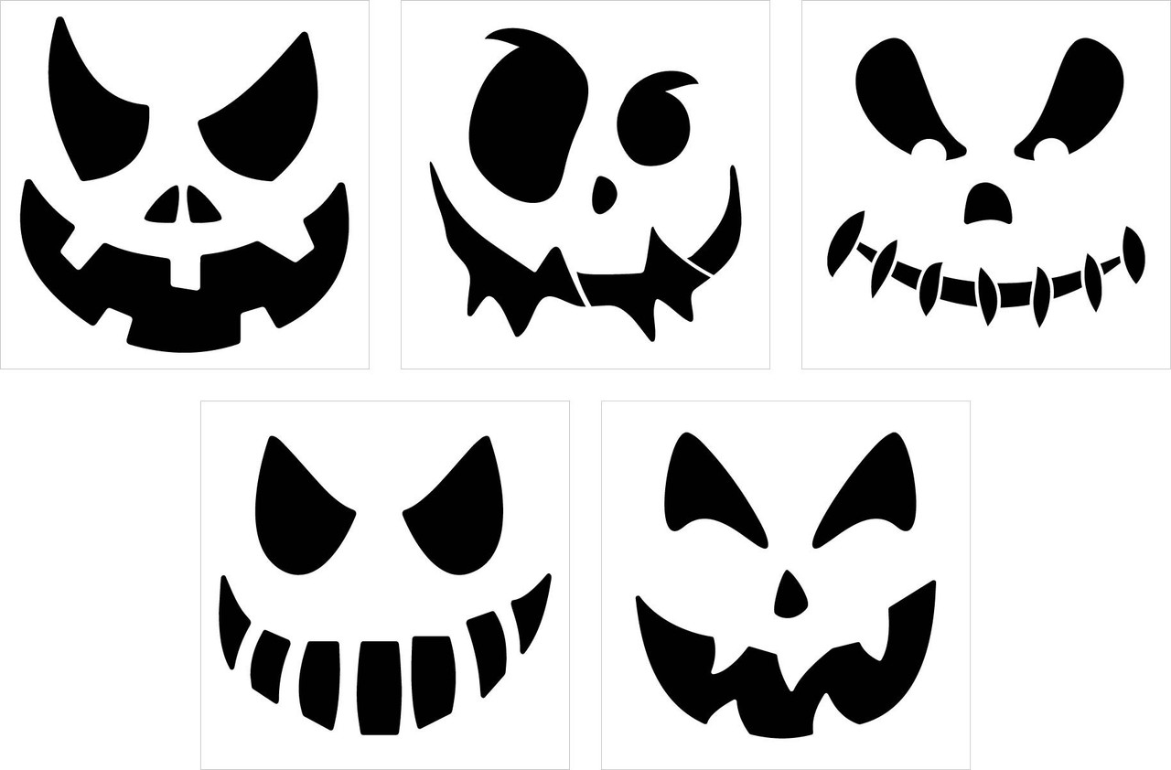 Scary Jack o Lantern Face 5-Piece Stencil Set by StudioR12 - USA Made - Select Size - Craft DIY Halloween Living Room Decor | Paint Fall Wood Sign