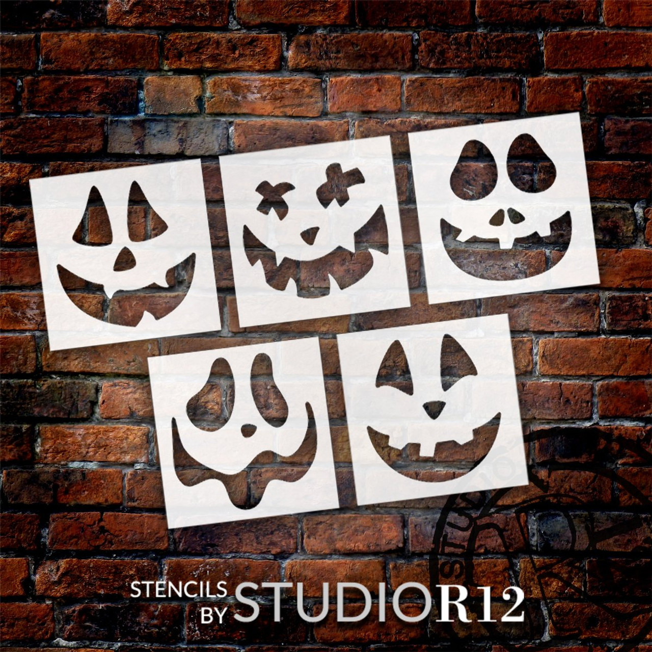 Silly Jack o Lantern Face 5-Piece Stencil Set by StudioR12 - USA Made - Select Size - Craft DIY Halloween Home Decor | Paint Fall Wood Sign Wall Art