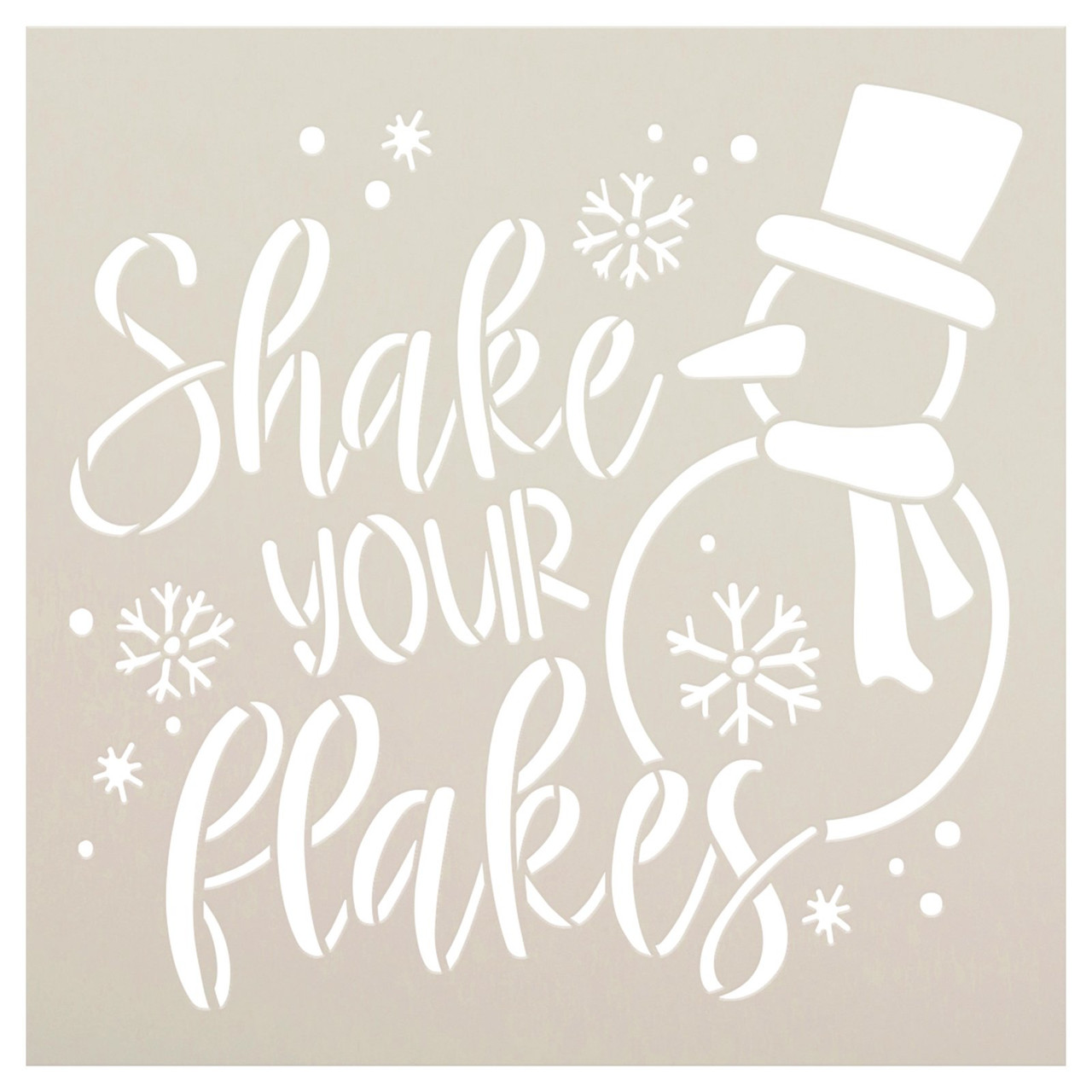 Shake Your Flakes w/ Snowman & Snowflakes Stencil by StudioR12 - Select Size - USA Made - Craft DIY Christmas Art Home Decor | Paint Winter Wood Sign