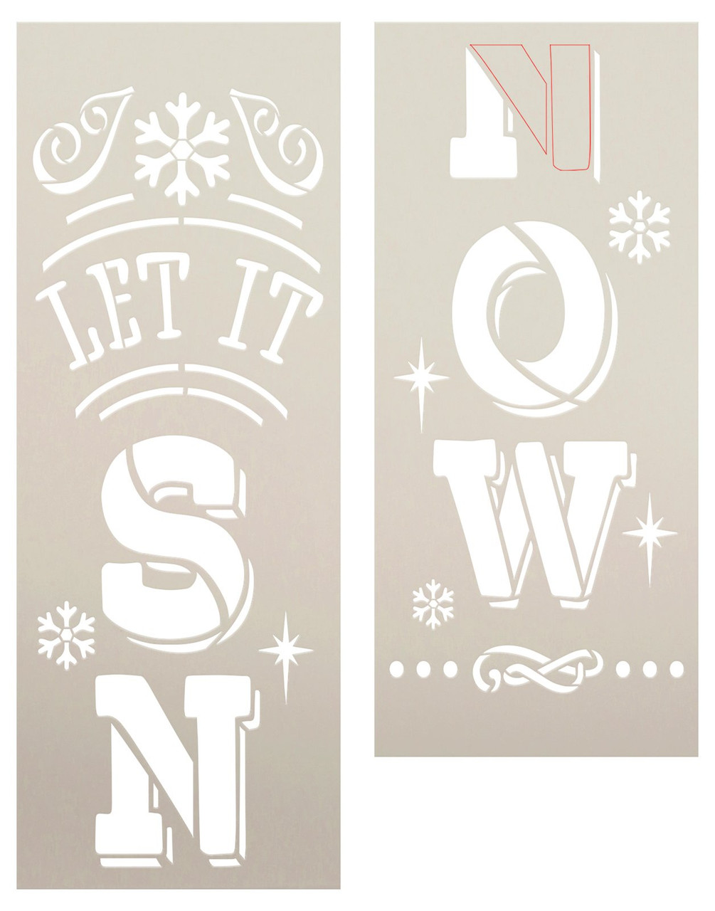 Let it Snow 2-Part Tall Porch Sign Stencil by StudioR12 - 4ft - USA Made - Craft DIY Christmas Home Decor | Paint Reversible Winter Porch Wood Leaner