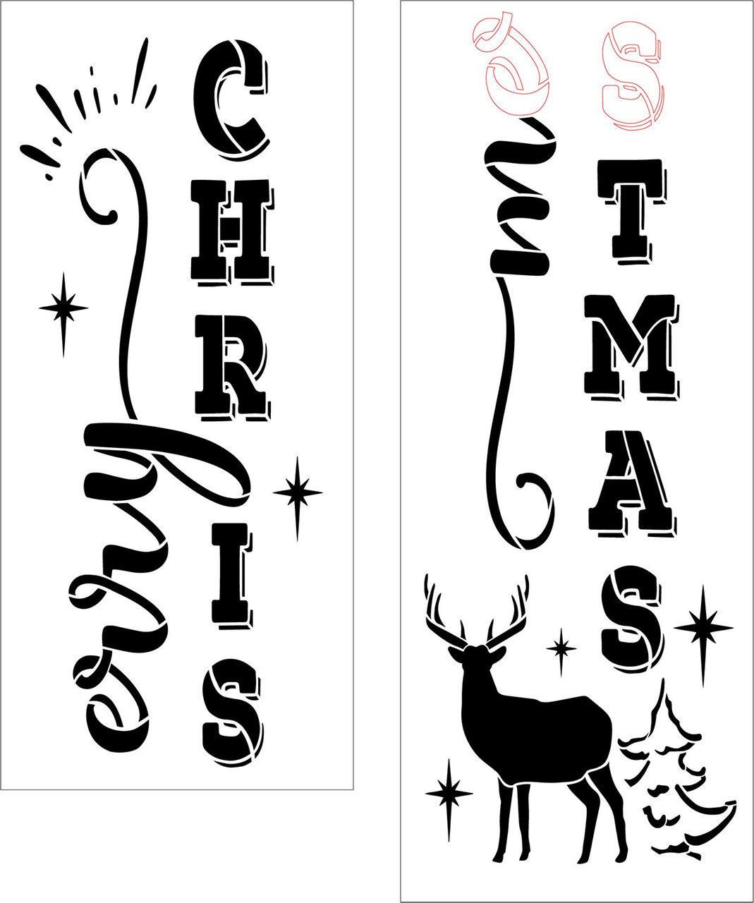 Merry Christmas Tall Porch Leaner Sign Stencil by StudioR12 - 4ft - USA Made - Craft DIY Winter Holiday Home Decor | Paint Reversible Porch Wood Sign (4 ft)