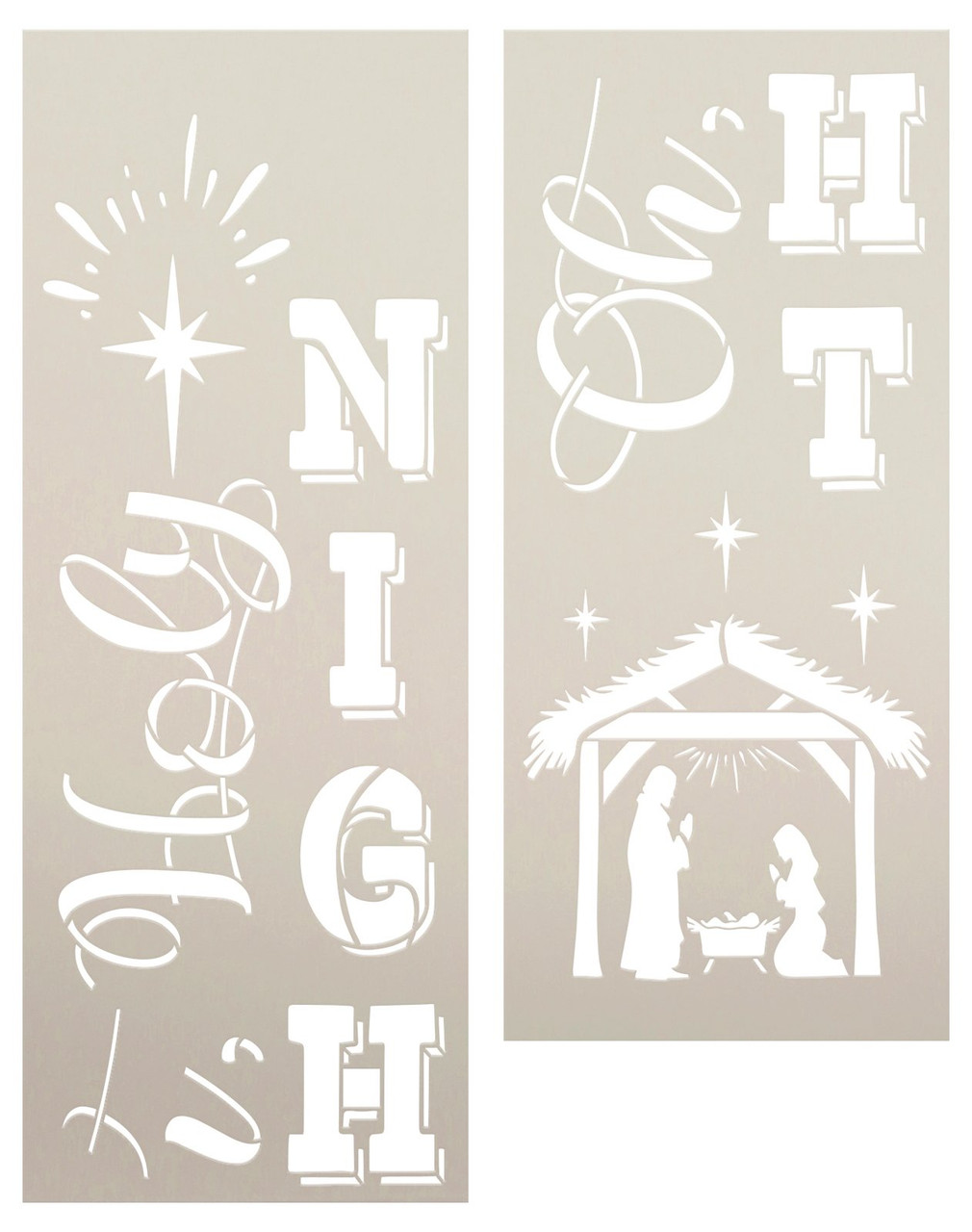 Oh Holy Night Tall Porch Stencil by StudioR12 - 4ft - USA Made - Craft DIY Christmas Nativity Home Decor | Paint Porch Leaner Reversible Wood Sign (4ft)