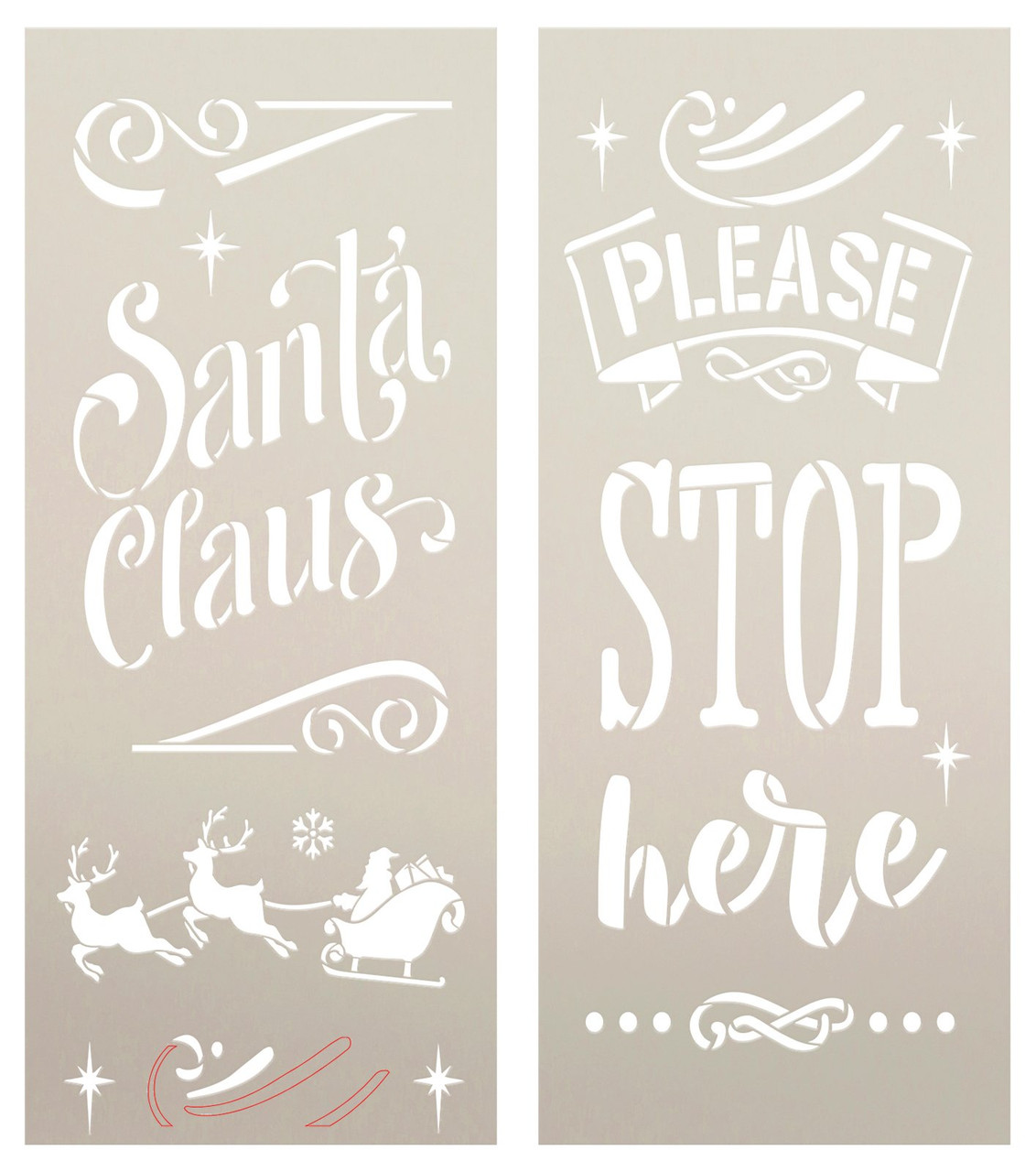 Santa Claus Stop Here Tall Porch Sign Stencil by StudioR12 - 4ft - USA Made - Craft DIY Christmas Outdoor Home Decor | Paint Reversible Wood Leaner
