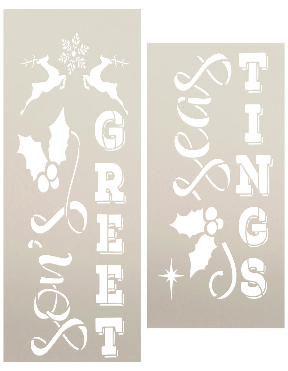 Season's Greetings Tall Porch Stencil by StudioR12 - Select Size - USA Made - Craft DIY Winter Welcome Leaner | Paint Seasonal Wood Sign for Porch, Patio
