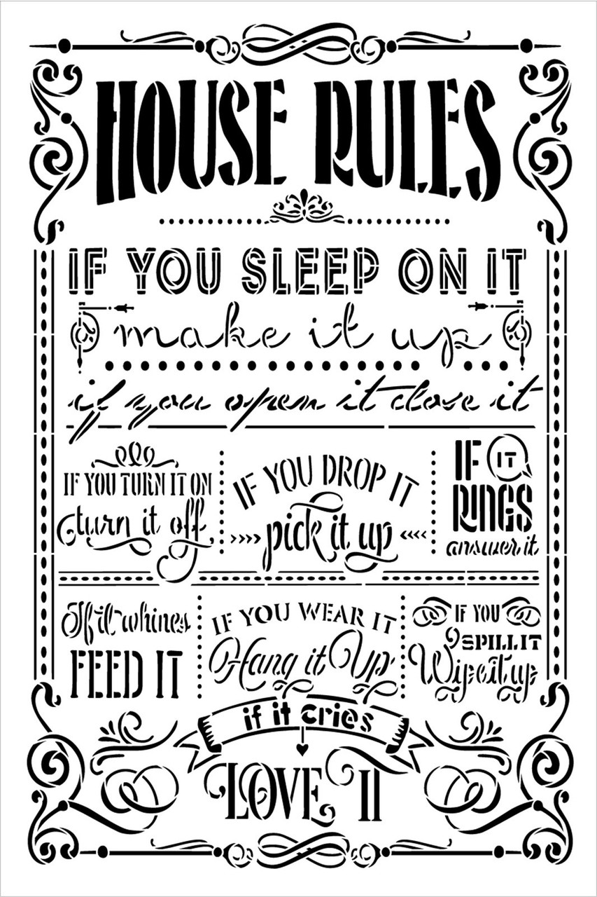 House Rules If You Sleep on It Stencil by StudioR12 - Select Size - USA Made - Craft DIY Modern Farmhouse Bedroom Home Decor | Paint Rustic Wood Sign