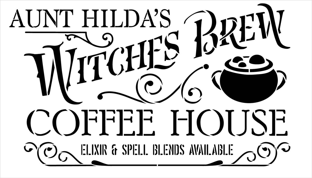 Personalized Witches Brew Stencil with Cauldron by StudioR12 | DIY Halloween Coffeehouse Home Decor | Paint Wood Signs | Select Size