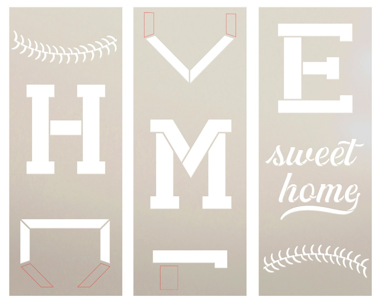 Baseball Home Sweet Home Plate Tall Porch Stencil by StudioR12 - Select Size - USA Made - Paint DIY Summer Porch Leaner | Craft Vertical Welcome Sign