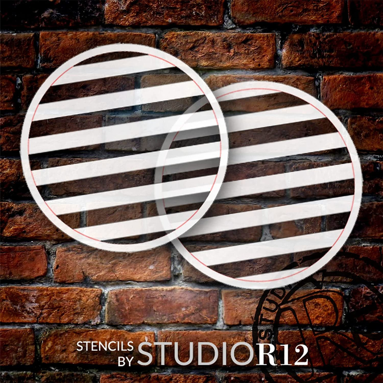 2 Part Banding on Round Stencil Set by StudioR12 - Select Size - USA Made - Craft DIY Patterned Home Decor | Paint Banded Accent Wood Sign | Reusable Mylar Template