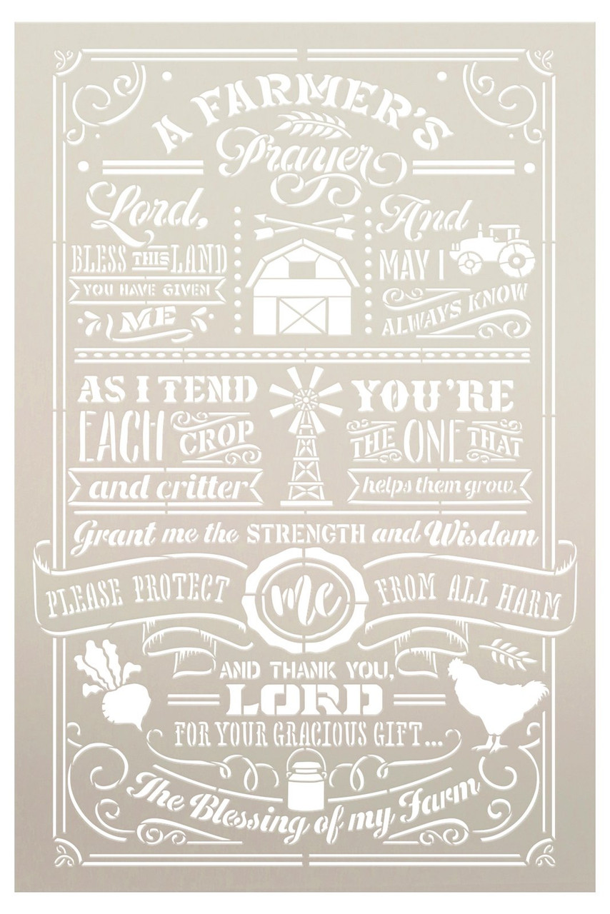 Farmer's Prayer Stencil by StudioR12 - Select Size - USA Made - Craft DIY Farmhouse Country Home Decor | Paint Wood Sign for Living Room, Kitchen | Reusable Mylar Template