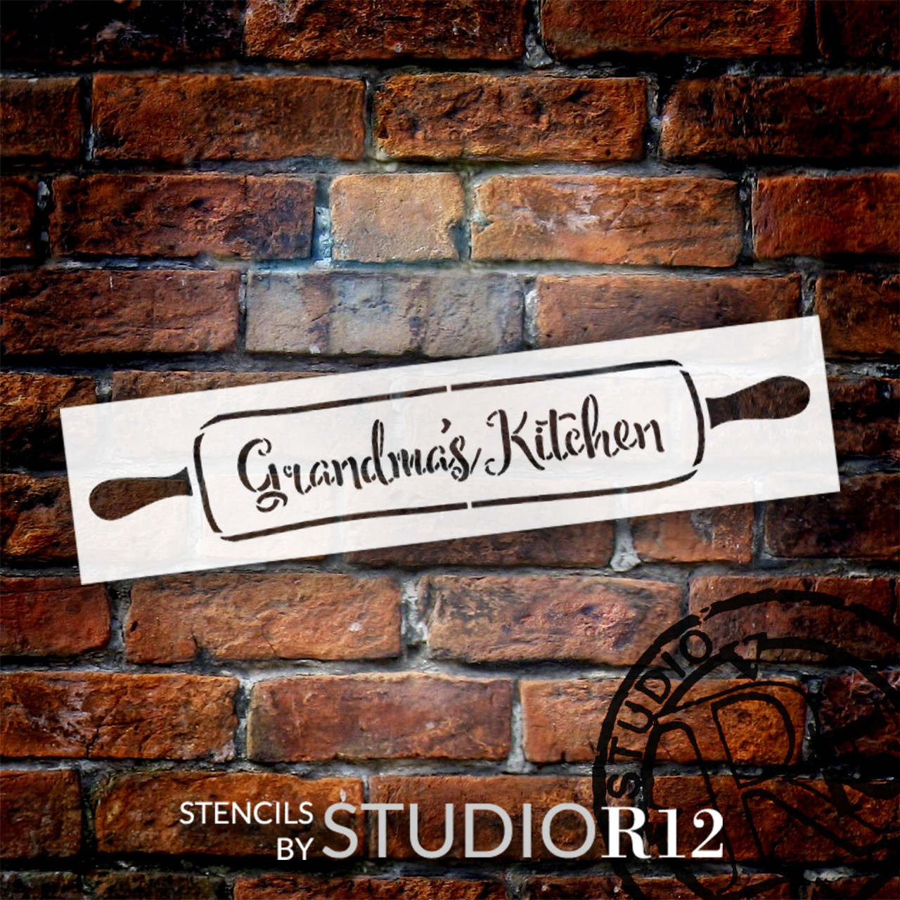 Grandma's Kitchen with Rolling Pin Stencil by StudioR12 - Select Size - USA Made - Craft DIY Farmhouse Kitchen Home Decor | Paint Word Art Wood Sign | Reusable Mylar Template