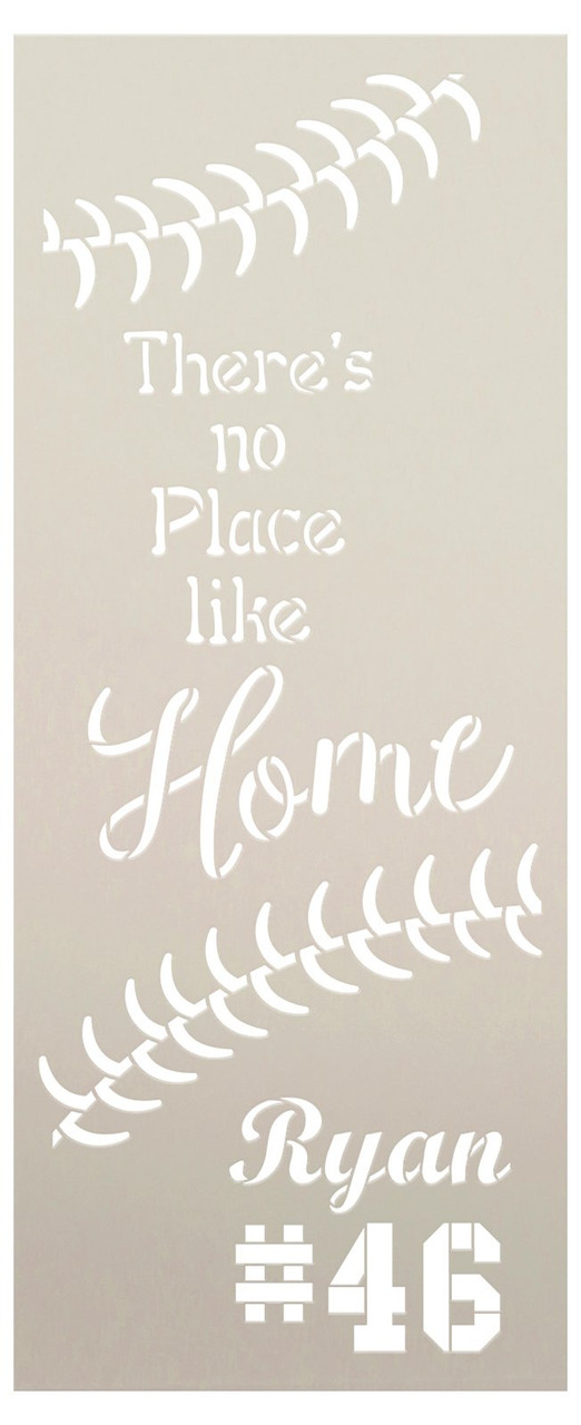 Personalized No Place Like Home Baseball Stencil by StudioR12 - Select Size - USA Made - Craft DIY Custom Sports Home Decor | Paint Wood Sign for Athletes | Reusable Mylar Template