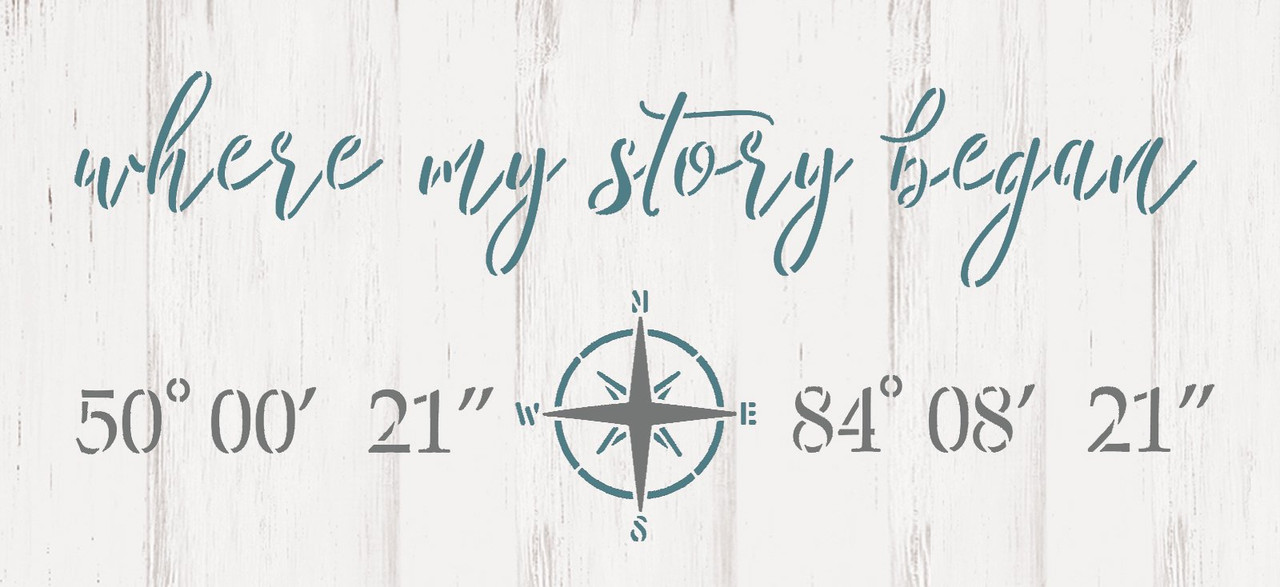 Personalized Where My Story Began Stencil by StudioR12 - Select Size - USA Made - Craft DIY Wedding & Anniversary Home Decor | Paint Unique Custom Wood Sign | Reusable Mylar Template
