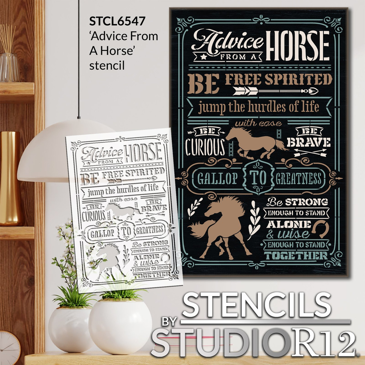 Advice from A Horse Stencil by StudioR12 - Select Size - USA Made - Craft DIY Farmhouse Home Decor | Paint Farm Theme Wood Sign | Reusable Mylar Template