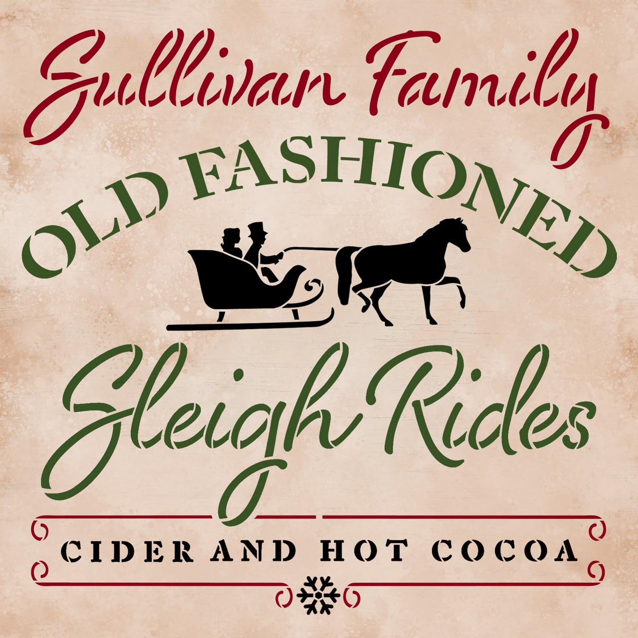 Personalized Old Fashioned Sleigh Rides Stencil by StudioR12 - Select Size - USA Made - Craft DIY Santa Holiday Home Decor | Paint Custom Family Wood Sign | Reusable Template